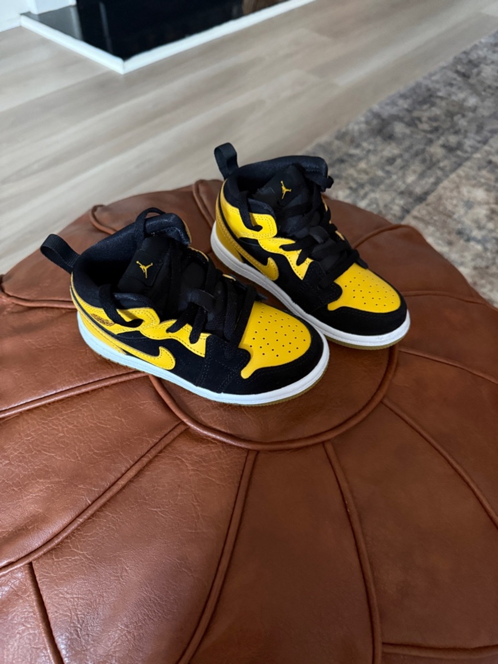 Jordan Kids' Black and Yellow High-Top Sneakers